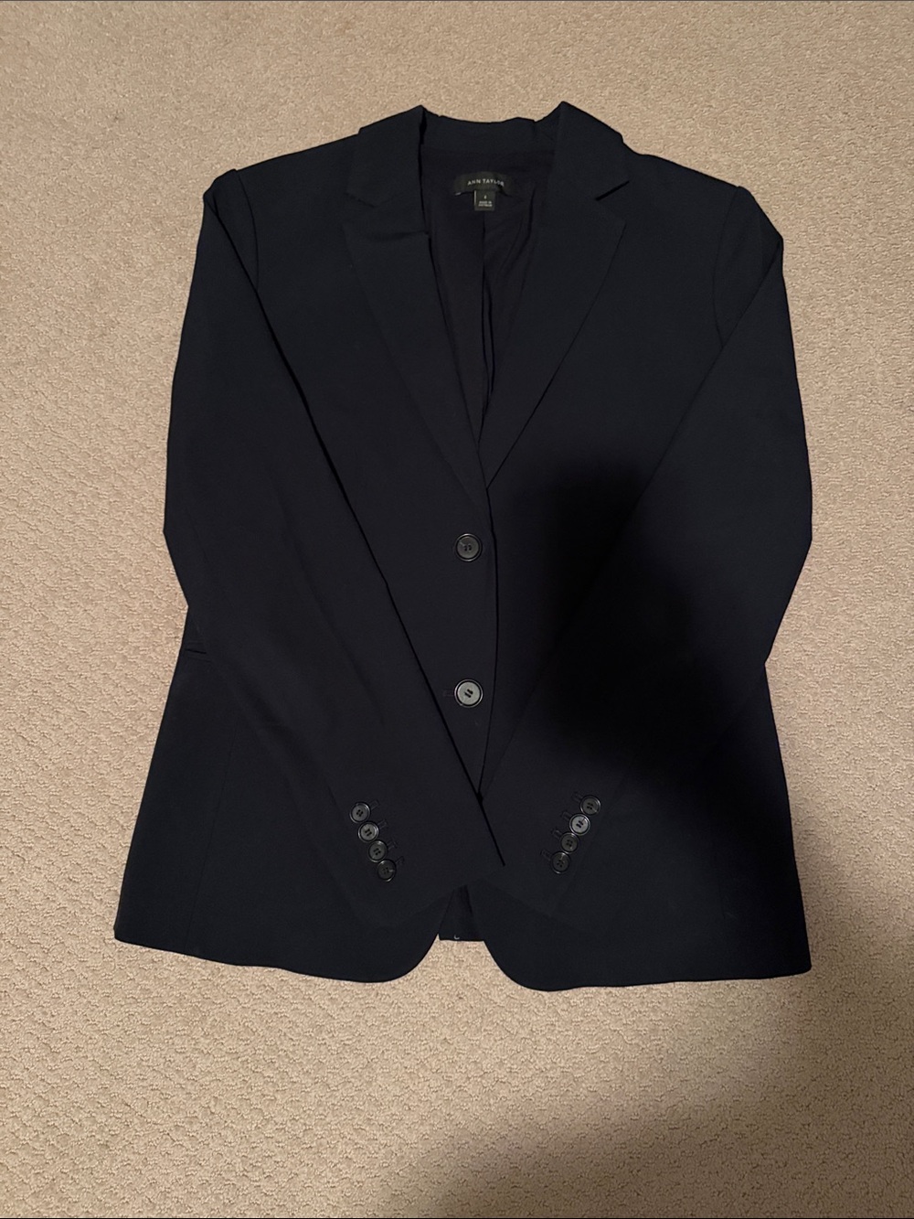 Ann Taylor Navy Tailored Two-Button Blazer
